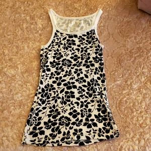 Rue21 long tank top, black and white flowers